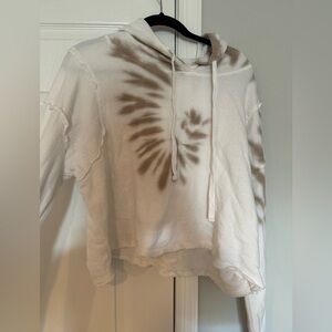 Brown and white tye-dye hooded top